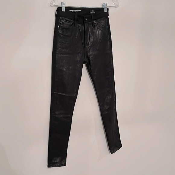 NWOT AG Farrah Skinny HR Black Ankle Coated Front Jeans - Picture 1 of 7